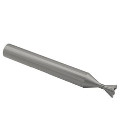 Interstate - 3/8" Diam x 3/16" Width of Cut, 45° Included Angle, High Speed Steel Dovetail Cutter - 3/8" Shank Diam, 1-15/16" Shank Length, 2-1/8" Overall Length - Exact Tooling