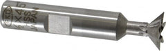 Interstate - 1/2" Diam x 1/4" Width of Cut, 45° Included Angle, High Speed Steel Dovetail Cutter - 3/8" Shank Diam, 1-7/8" Shank Length, 2-1/8" Overall Length - Exact Tooling