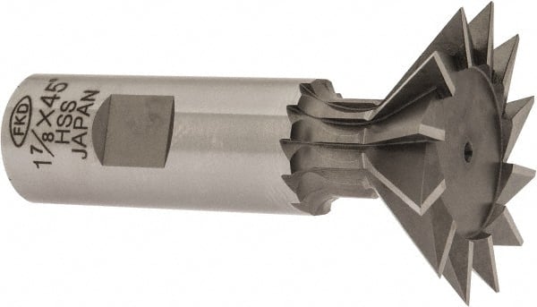 Interstate - 1-7/8" Diam x 13/16" Width of Cut, 45° Included Angle, High Speed Steel Dovetail Cutter - 7/8" Shank Diam, 2-7/16" Shank Length, 3-1/4" Overall Length - Exact Tooling