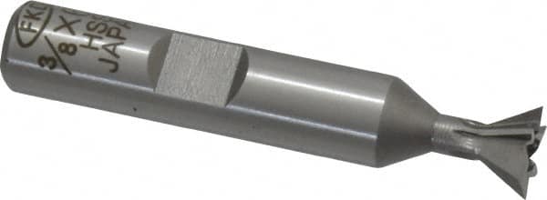 Interstate - 3/8" Diam x 3/16" Width of Cut, 60° Included Angle, High Speed Steel Dovetail Cutter - 3/8" Shank Diam, 2-1/8" Overall Length, Uncoated - Exact Tooling