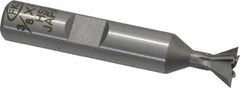 Interstate - 3/8" Diam x 3/16" Width of Cut, 60° Included Angle, High Speed Steel Dovetail Cutter - 3/8" Shank Diam, 2-1/8" Overall Length, Uncoated - Exact Tooling