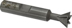 Interstate - 1/2" Diam x 1/4" Width of Cut, 60° Included Angle, High Speed Steel Dovetail Cutter - 3/8" Shank Diam, 2-1/8" Overall Length, Uncoated - Exact Tooling