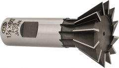 Interstate - 1-7/8" Diam x 13/16" Width of Cut, 60° Included Angle, High Speed Steel Dovetail Cutter - 7/8" Shank Diam, 3-1/4" Overall Length, Uncoated - Exact Tooling