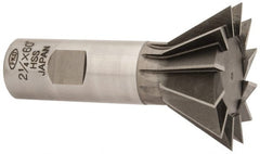 Interstate - 2-1/4" Diam x 1-1/16" Width of Cut, 60° Included Angle, High Speed Steel Dovetail Cutter - 1" Shank Diam, 3-3/4" Overall Length, Uncoated - Exact Tooling
