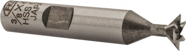 Interstate - 3/8" Diam x 3/16" Width of Cut, 45° Included Angle, Cobalt Dovetail Cutter - 3/8" Shank Diam, 1-15/16" Shank Length, 2-1/8" Overall Length - Exact Tooling