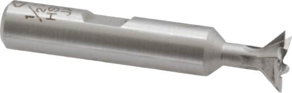 Interstate - 1/2" Diam x 1/4" Width of Cut, 45° Included Angle, Cobalt Dovetail Cutter - 3/8" Shank Diam, 1-7/8" Shank Length, 2-1/8" Overall Length - Exact Tooling