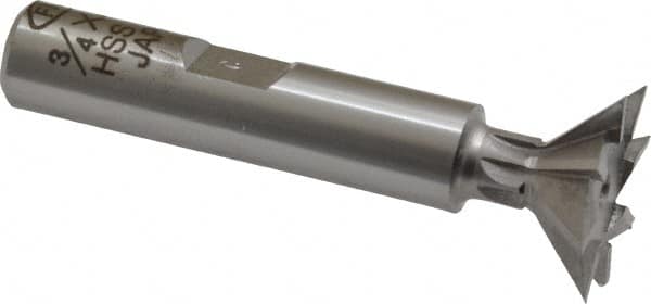 Interstate - 3/4" Diam x 5/16" Width of Cut, 45° Included Angle, Cobalt Dovetail Cutter - 3/8" Shank Diam, 1-13/16" Shank Length, 2-1/8" Overall Length - Exact Tooling