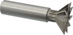 Interstate - 1-3/8" Diam x 9/16" Width of Cut, 45° Included Angle, Cobalt Dovetail Cutter - 5/8" Shank Diam, 2-5/16" Shank Length, 2-7/8" Overall Length - Exact Tooling