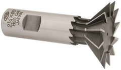 Interstate - 2-1/4" Diam x 1-1/16" Width of Cut, 45° Included Angle, Cobalt Dovetail Cutter - 1" Shank Diam, 2-11/16" Shank Length, 3-3/4" Overall Length - Exact Tooling