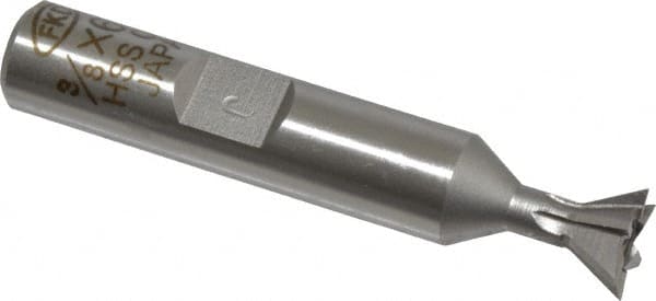 Interstate - 3/8" Diam x 3/16" Width of Cut, 60° Included Angle, Cobalt Dovetail Cutter - 3/8" Shank Diam, 2-1/8" Overall Length, Uncoated - Exact Tooling