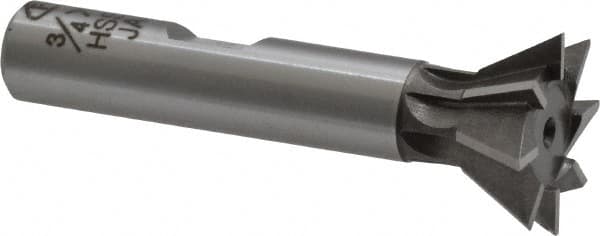 Interstate - 3/4" Diam x 5/16" Width of Cut, 60° Included Angle, Cobalt Dovetail Cutter - 3/8" Shank Diam, 2-1/8" Overall Length, Uncoated - Exact Tooling