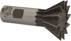 Interstate - 2-1/4" Diam x 1-1/16" Width of Cut, 60° Included Angle, Cobalt Dovetail Cutter - 1" Shank Diam, 3-1/4" Overall Length, Uncoated - Exact Tooling