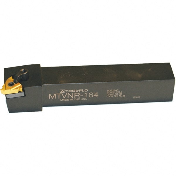 Tool-Flo - External Thread, Right Hand Cut, 1" Shank Width x 1" Shank Height Indexable Threading Toolholder - 6" OAL, L53 Insert Compatibility, MTVN Toolholder, Series Laydown - Exact Tooling