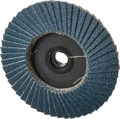 Weiler - 80 Grit, 3" Disc Diam, Type 29 Zirconia Alumina Flap Disc - 20,000 Max RPM, Plastic Backing, Quick Change Type S Attaching System, Coated - Exact Tooling