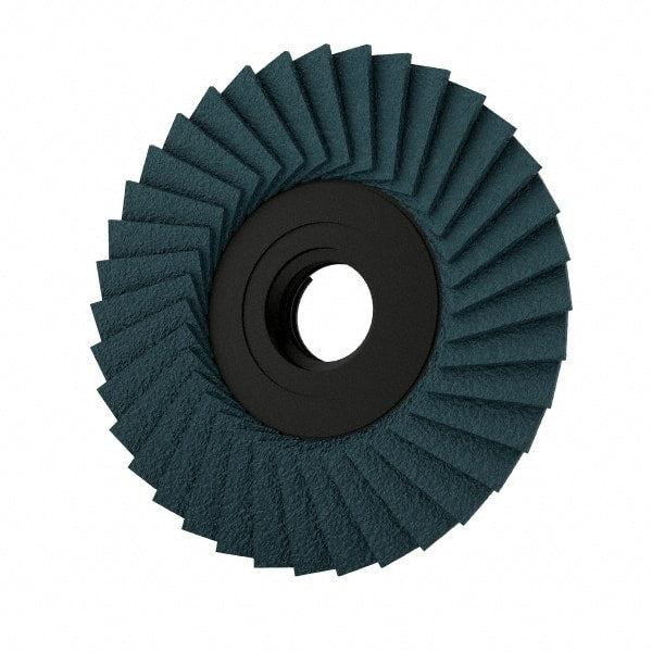 Weiler - 36 Grit, 3" Disc Diam, Type 27 Zirconia Alumina Flap Disc - 20,000 Max RPM, Plastic Backing, Quick Change Type S Attaching System, Coated - Exact Tooling