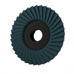 Weiler - 36 Grit, 3" Disc Diam, Type 27 Zirconia Alumina Flap Disc - 20,000 Max RPM, Plastic Backing, Quick Change Type S Attaching System, Coated - Exact Tooling