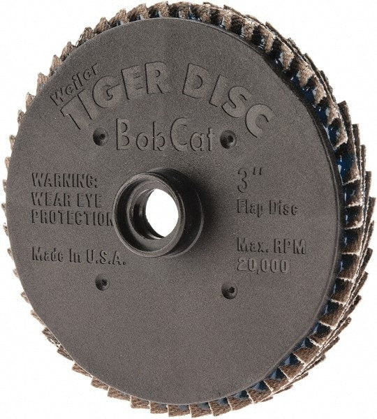 Weiler - 80 Grit, 3" Disc Diam, Type 27 Zirconia Alumina Flap Disc - 20,000 Max RPM, Plastic Backing, Quick Change Type S Attaching System, Coated - Exact Tooling