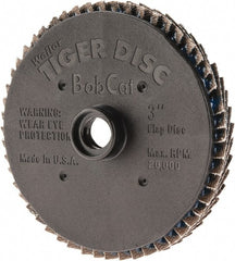 Weiler - 80 Grit, 3" Disc Diam, Type 27 Zirconia Alumina Flap Disc - 20,000 Max RPM, Plastic Backing, Quick Change Type S Attaching System, Coated - Exact Tooling