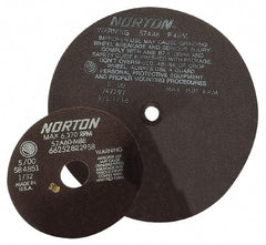Norton - 12" 60 Grit Aluminum Oxide Cutoff Wheel - 1/16" Thick, 3" Arbor, 4,585 Max RPM - Exact Tooling