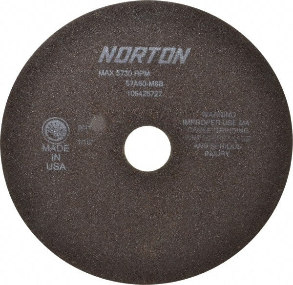 Norton - 8" 60 Grit Aluminum Oxide Cutoff Wheel - 1/16" Thick, 1-1/4" Arbor, 5,730 Max RPM, Use with Stationary Tools - Exact Tooling