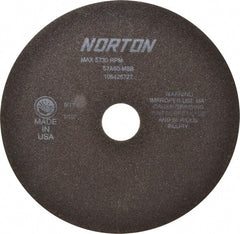 Norton - 8" 60 Grit Aluminum Oxide Cutoff Wheel - 1/16" Thick, 1-1/4" Arbor, 5,730 Max RPM, Use with Stationary Tools - Exact Tooling