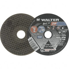 WALTER Surface Technologies - 4" 24 Grit Aluminum Oxide Cutoff Wheel - 1/16" Thick, 5/8" Arbor, 19,100 Max RPM, Use with Die Grinders - Exact Tooling