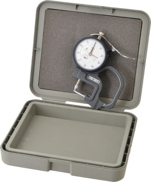 Mitutoyo - 0 to 1/2 Inch Measurement, 0.001 Inch Graduation, 1.1811 Inch Throat Depth, Dial Thickness Gage - 0.001 Inch Accuracy, 1.4 N Force, 2 Inch Dial Diameter - Exact Tooling