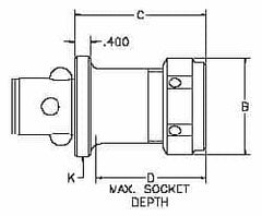 Parlec - PC6 Modular Connection 1" Hole End Mill Holder/Adapter - 2" Nose Diam, 3-9/32" Projection, Through-Spindle Coolant - Exact Tooling