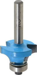 ROMAN CARBIDE - 1" Cut Diam, 1/2" Length of Cut, 2 Flute, Round-Over, Edge Profile Router Bit - Carbide-Tipped, 1/4" Shank Diam, 1-1/4" Shank Length, 2" OAL, Uncoated, Piloted - Exact Tooling
