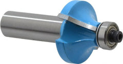 ROMAN CARBIDE - 1-1/4" Cut Diam, 5/8" Length of Cut, 2 Flute, Round-Over, Edge Profile Router Bit - Carbide-Tipped, 1/2" Shank Diam, 1-1/2" Shank Length, 2-1/2" OAL, Uncoated, Piloted - Exact Tooling