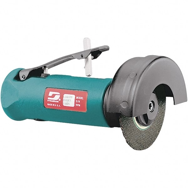 Dynabrade - 3" Wheel Diam, 20,000 RPM, Pneumatic Cutoff & Cutoff-Grinder Tool - Straight Handle, 1/4 NPT Inlet - Exact Tooling