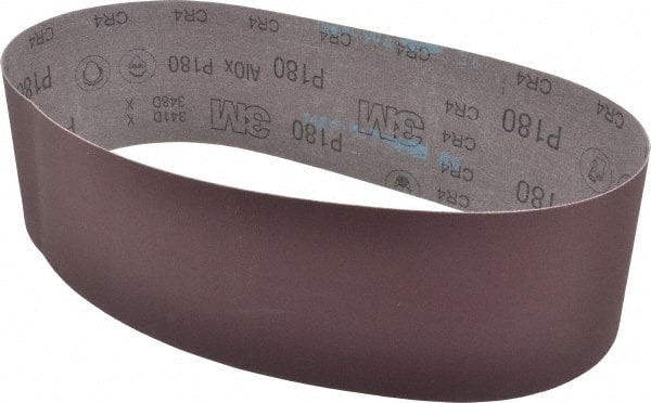 3M - 4" Wide x 36" OAL, 180 Grit, Aluminum Oxide Abrasive Belt - Aluminum Oxide, Very Fine, Coated, X Weighted Cloth Backing, Series 341D - Exact Tooling
