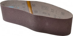 3M - 4" Wide x 36" OAL, 50 Grit, Aluminum Oxide Abrasive Belt - Aluminum Oxide, Coarse, Coated, X Weighted Cloth Backing, Series 341D - Exact Tooling