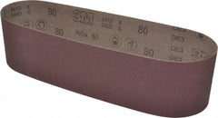 3M - 4" Wide x 36" OAL, 80 Grit, Aluminum Oxide Abrasive Belt - Aluminum Oxide, Medium, Coated, X Weighted Cloth Backing, Series 341D - Exact Tooling