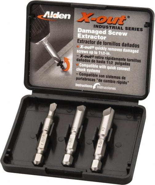 Alden - 3 Piece Quick-Connect Screw Extractor/Drill Set - Screw Range #6 to #14 - Exact Tooling