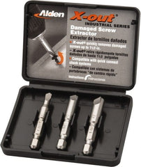 Alden - 3 Piece Quick-Connect Screw Extractor/Drill Set - Screw Range #6 to #14 - Exact Tooling