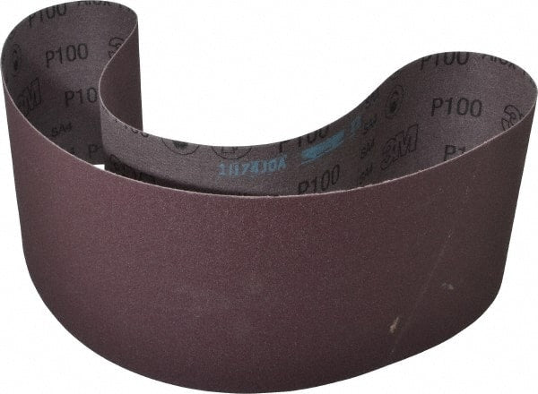 3M - 6" Wide x 48" OAL, 100 Grit, Aluminum Oxide Abrasive Belt - Aluminum Oxide, Fine, Coated, X Weighted Cloth Backing, Series 241D - Exact Tooling