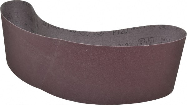 3M - 6" Wide x 48" OAL, 120 Grit, Aluminum Oxide Abrasive Belt - Aluminum Oxide, Fine, Coated, X Weighted Cloth Backing, Series 241D - Exact Tooling