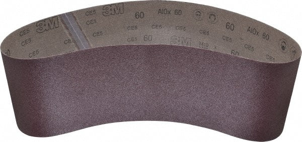 3M - 6" Wide x 48" OAL, 60 Grit, Aluminum Oxide Abrasive Belt - Aluminum Oxide, Medium, Coated, X Weighted Cloth Backing, Series 341D - Exact Tooling