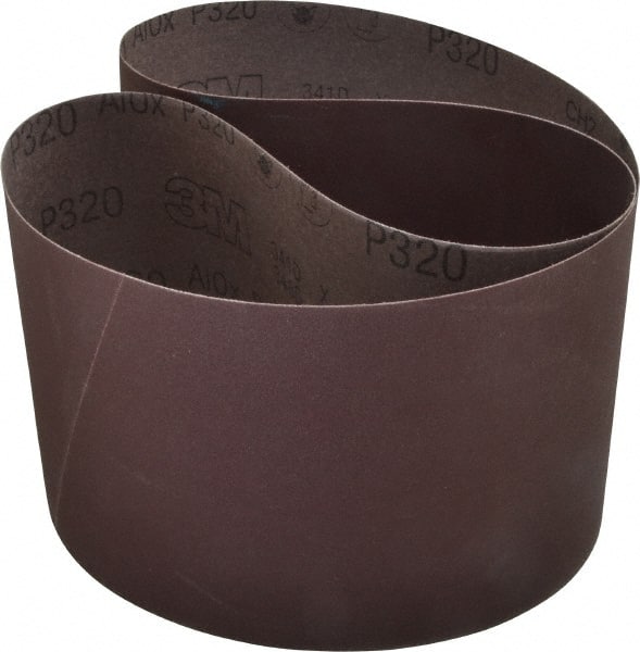 3M - 6" Wide x 48" OAL, 320 Grit, Aluminum Oxide Abrasive Belt - Aluminum Oxide, Extra Fine, Coated, X Weighted Cloth Backing, Series 341D - Exact Tooling