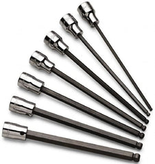 SK - 7 Piece 3/8" Drive Inch/Metric Ball Hex Bit Socket Set - 1/8 to 3/8" Hex - Exact Tooling