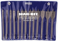 Mag-Bit - 1/4 to 1", 130° Point, Bright Finish, Carbon Steel Spade Drill Bit Set - Exact Tooling