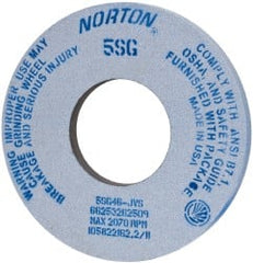 Norton - 12" Diam x 5" Hole x 1" Thick, J Hardness, 46 Grit Surface Grinding Wheel - Ceramic, Type 1, Coarse Grade, 2,070 Max RPM, Vitrified Bond, No Recess - Exact Tooling