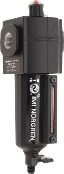 Norgren - 3/8" NPT, 250 Max psi Intermediate Micro Fog Lubricator - Metal Bowl with Sight Glass, Aluminum Body, 138 CFM, 175°F Max Temp, 2.68" Wide x 8.02" High - Exact Tooling