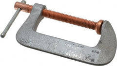 Made in USA - Light-Duty 3" Max Opening, 1-7/8" Throat Depth, Aluminum Alloy Standard C-Clamp - 1,100 Lb Capacity, 0" Min Opening, Standard Throat Depth - Exact Tooling