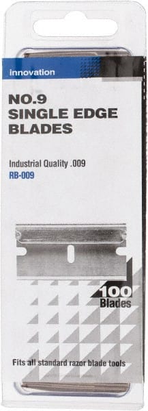 PHC - 100 Piece Steel Single Edge Blade - 1-1/2" OAL, 0.009" Blade Thickness - Exact Tooling