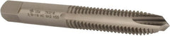 Made in USA - 3/8-16 UNC, 3 Flute, Bright Finish, High Speed Steel Spiral Point Tap - Plug Chamfer, Right Hand Thread, 2-15/16" OAL, 1-1/4" Thread Length, 0.381" Shank Diam, 3B Class of Fit - Exact Tooling