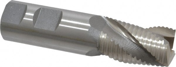 Interstate - 1" Diam, Coarse Pitch, 1-5/8" LOC, 3 Flute Cobalt Roughing Square End Mill - Uncoated, 4-1/8" OAL, 1" Shank Diam, Single End, Centercutting - Exact Tooling
