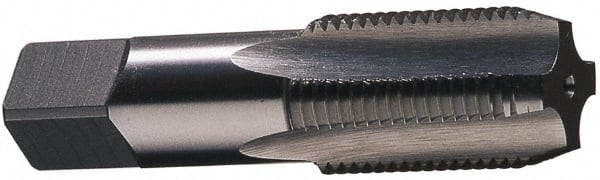 Interstate - 2 - 11-1/2 NPS Thread, 7 Flute Standard Pipe Tap - 4-1/2" OAL, 1-3/4" Thread Length, 1-7/8" Shank Diam, Bright Finish, High Speed Steel - Exact Tooling