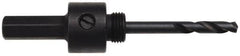 Disston - 1-1/4 to 6" Tool Diam Compatibility, Straight Shank, Steel Integral Pilot Pin, Hole Cutting Tool Arbor - 3/8" Min Chuck, Hex Shank Cross Section, Quick-Change Attachment, For Blu-Mol Extreme Hole Saws, Blu-Mol Hole Saws - Exact Tooling